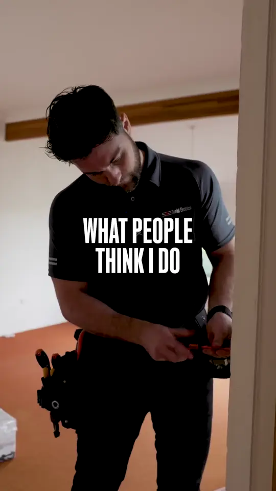 A Sorted Electrical electrician on site, captioned what people think I do.